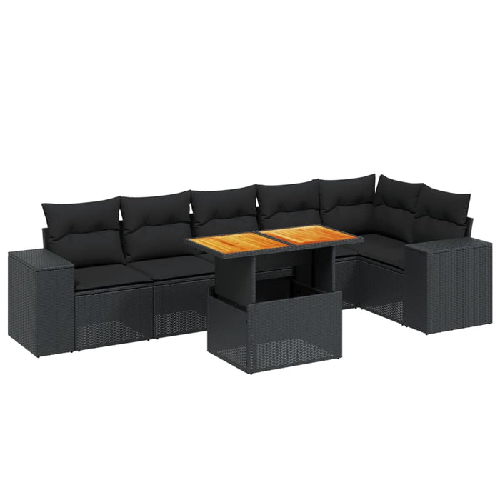 Set canapele de grădină cu perne, 7 piese, negru, poliratan - WALTI WALTI