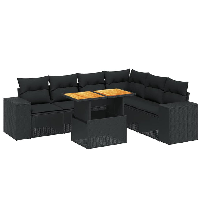 Set canapele de grădină cu perne, 7 piese, negru, poliratan - WALTI WALTI