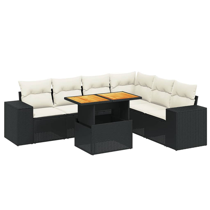 Set canapele de grădină cu perne, 7 piese, negru, poliratan - WALTI WALTI