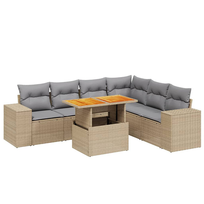 Set canapele de grădină, 7 piese, cu perne, bej, poliratan - WALTI WALTI