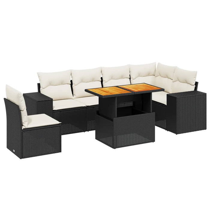 Set canapele de grădină cu perne, 7 piese, negru, poliratan - WALTI WALTI