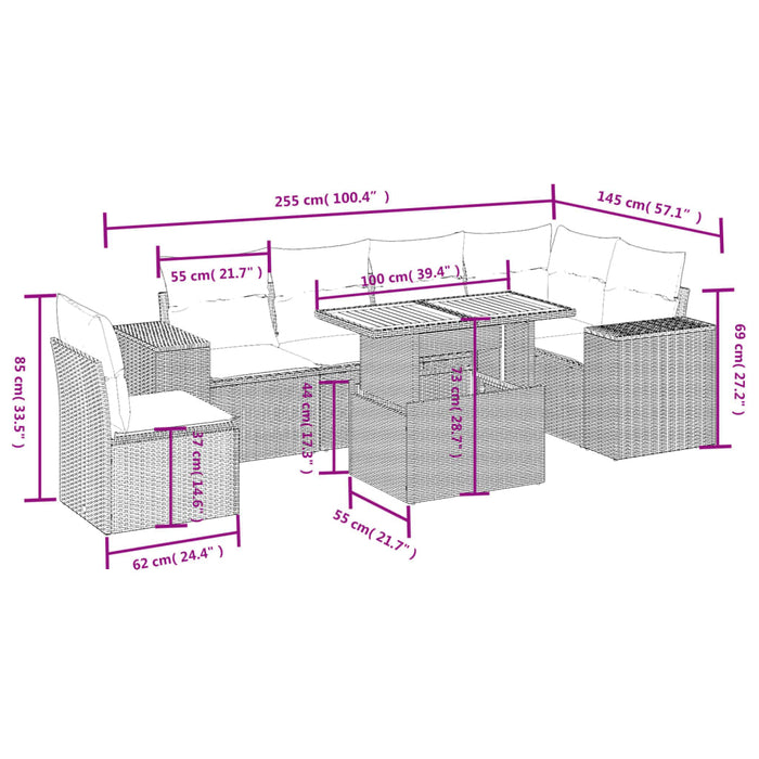 Set canapele de grădină, 7 piese, cu perne, gri, poliratan - WALTI WALTI