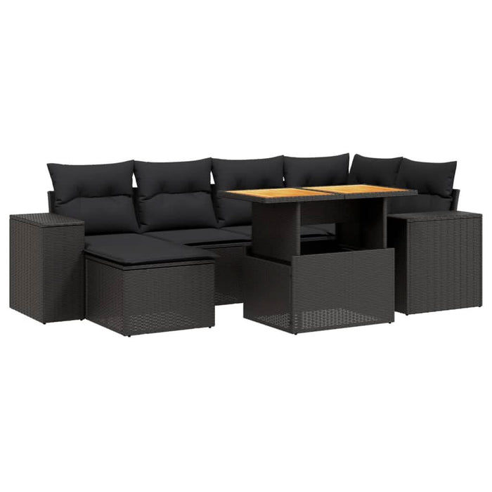 Set canapele de grădină cu perne, 7 piese, negru, poliratan - WALTI WALTI