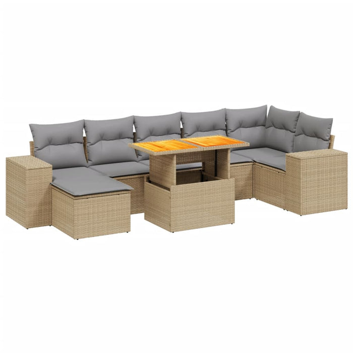 Set canapele de grădină, 8 piese, cu perne, bej, poliratan - WALTI WALTI