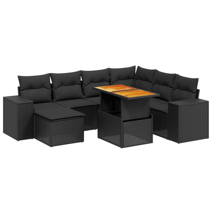 Set mobilier de grădină cu perne, 8 piese, negru, poliratan - WALTI WALTI