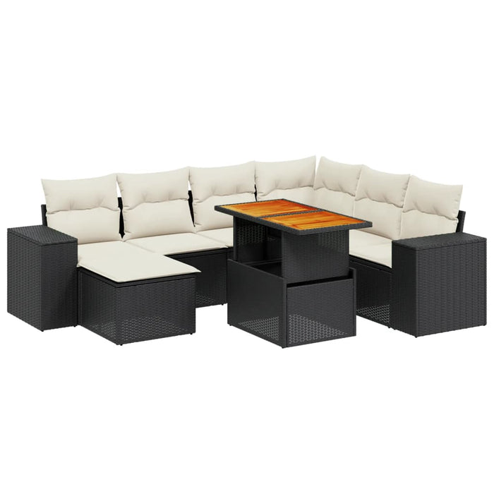 Set mobilier de grădină cu perne, 8 piese, negru, poliratan - WALTI WALTI
