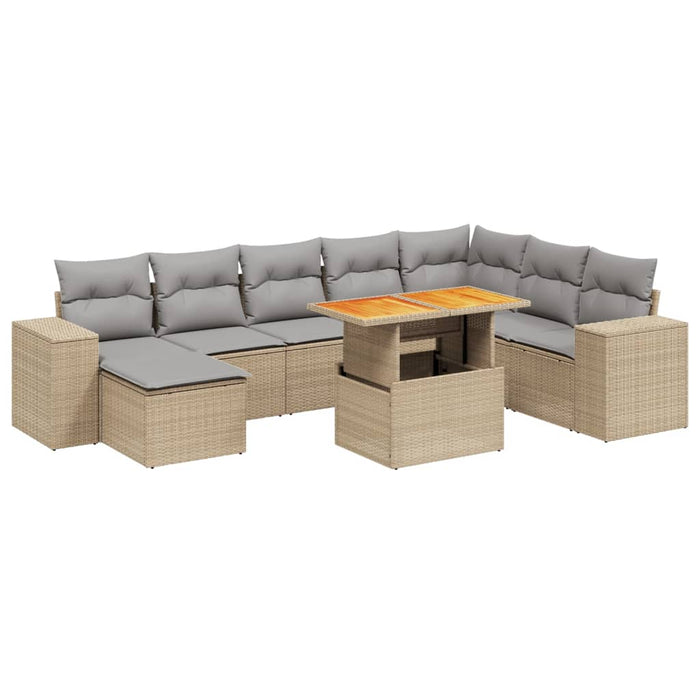 Set canapele de grădină, 9 piese, cu perne, bej, poliratan - WALTI WALTI