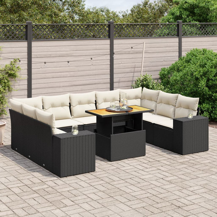 Set canapele de grădină cu perne, 10 piese, negru, poliratan - WALTI WALTI