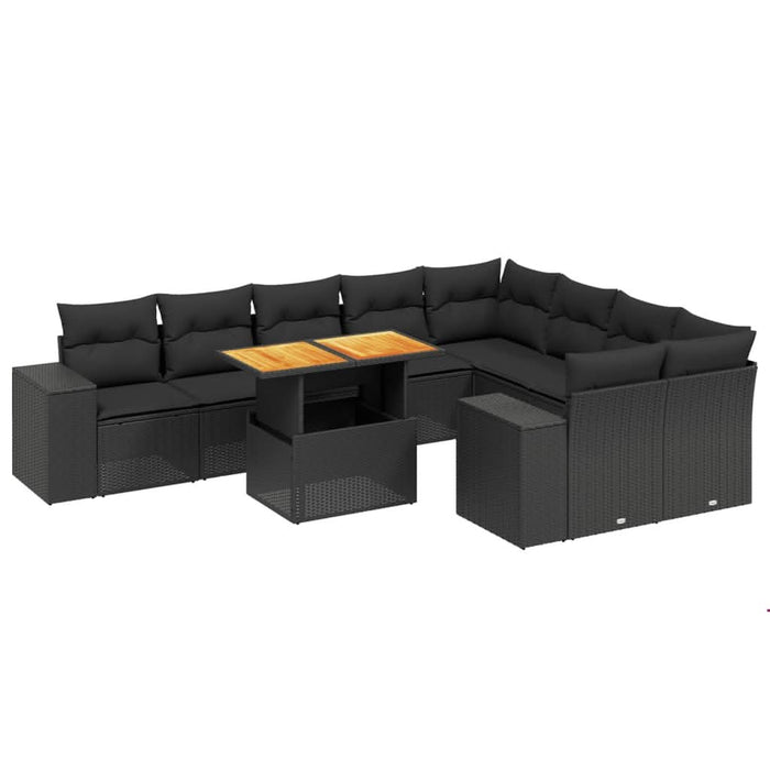 Set canapele de grădină cu perne, 10 piese, negru, poliratan - WALTI WALTI
