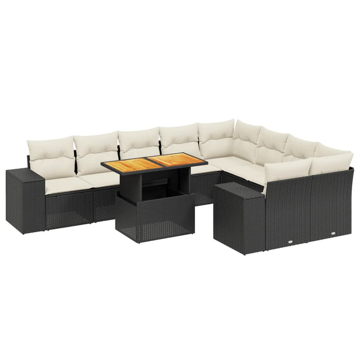 Set canapele de grădină cu perne, 10 piese, negru, poliratan - WALTI WALTI