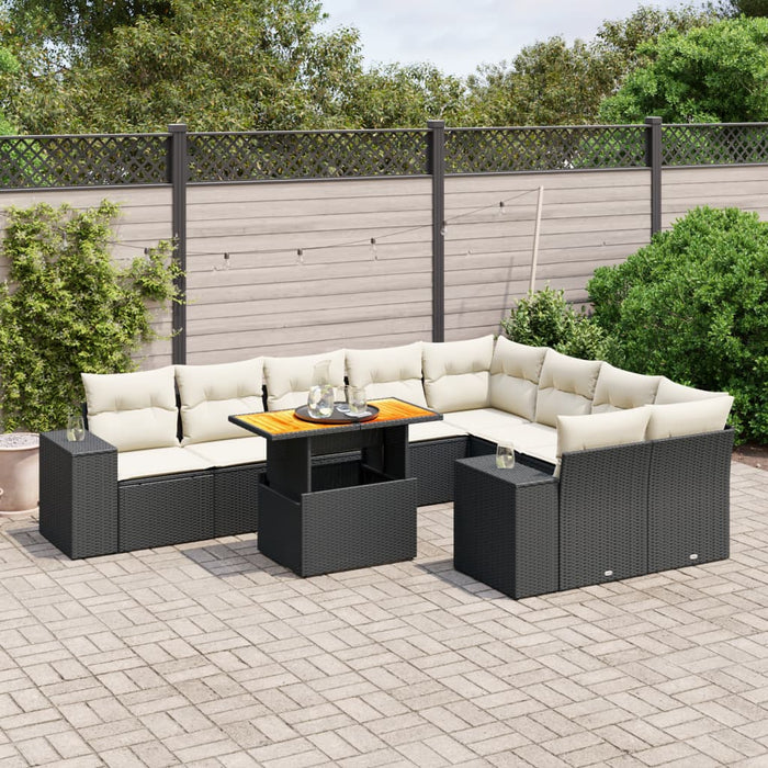 Set canapele de grădină cu perne, 10 piese, negru, poliratan - WALTI WALTI
