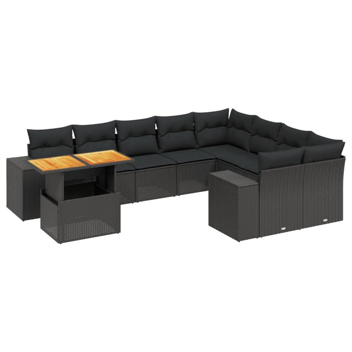 Set canapele de grădină cu perne, 10 piese, negru, poliratan - WALTI WALTI