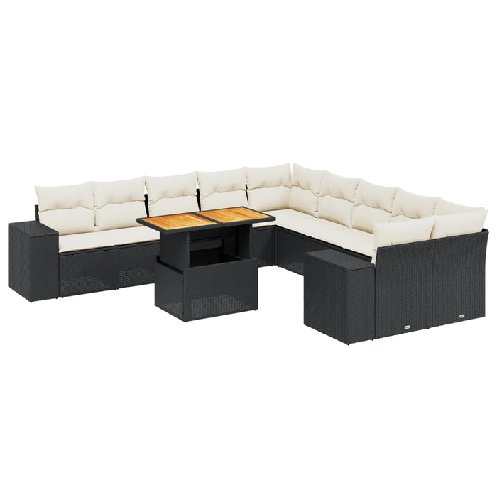 Set canapele de grădină cu perne, 11 piese, negru, poliratan - WALTI WALTI