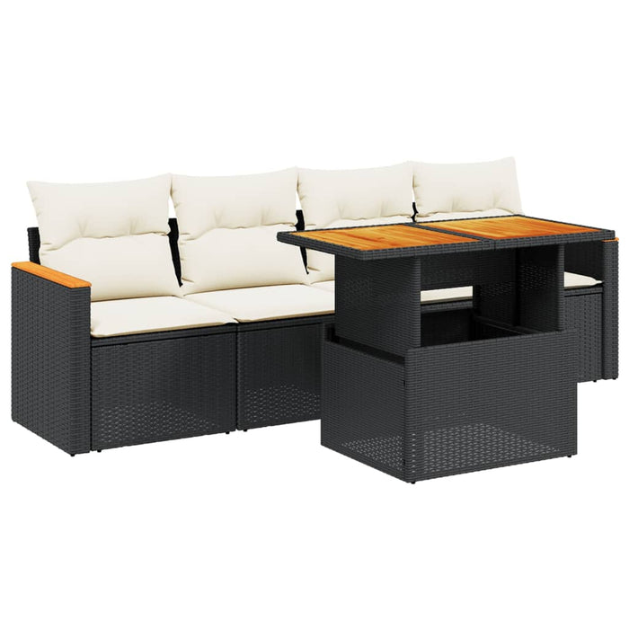 Set mobilier de grădină cu perne, 5 piese, negru, poliratan - WALTI WALTI