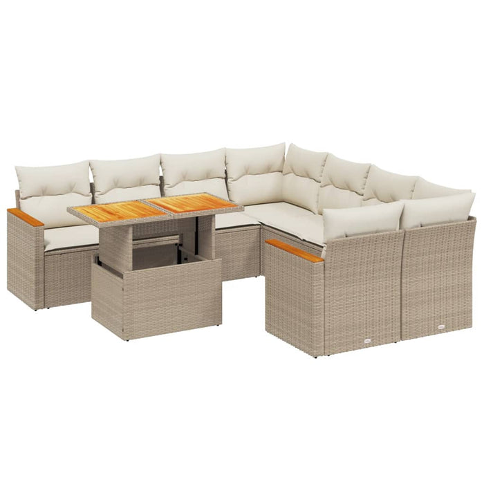 Set canapele de grădină, 9 piese, cu perne, bej, poliratan - WALTI WALTI