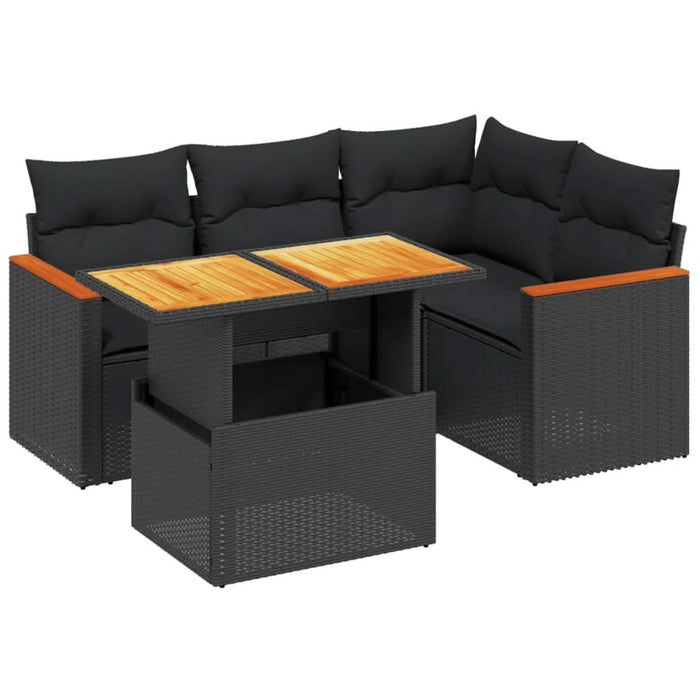 Set mobilier de grădină cu perne, 5 piese, negru, poliratan - WALTI WALTI