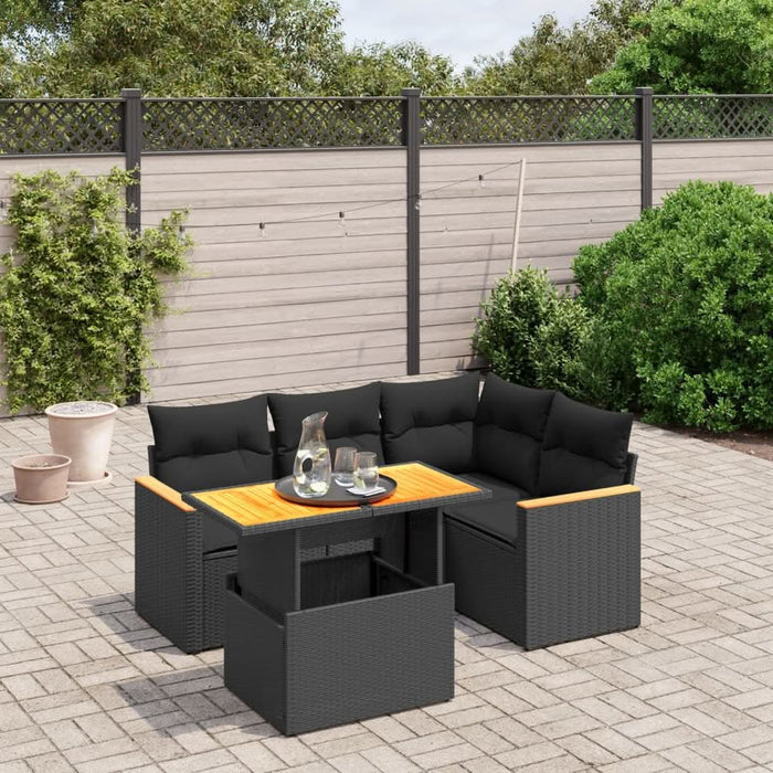 Set mobilier de grădină cu perne, 5 piese, negru, poliratan - WALTI WALTI