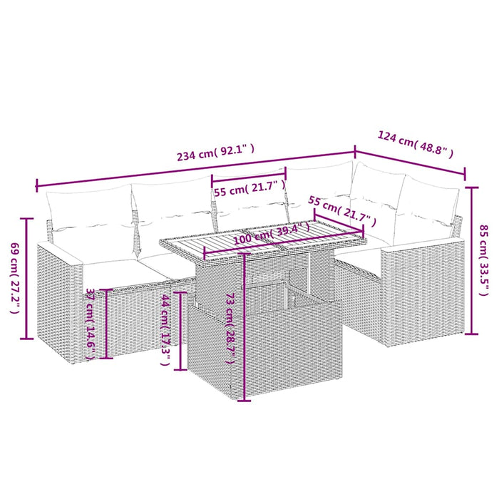Set mobilier de grădină cu perne, 6 piese, negru, poliratan - WALTI WALTI