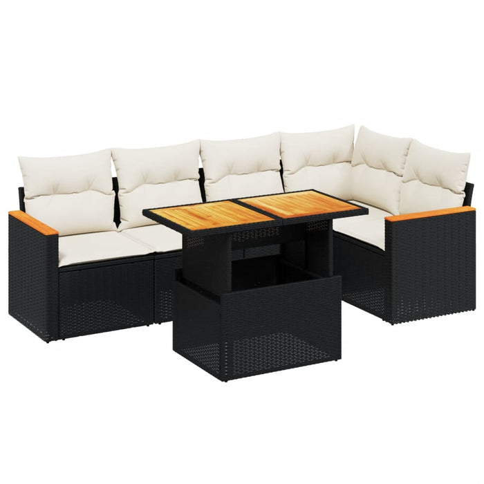 Set mobilier de grădină cu perne, 6 piese, negru, poliratan WALTI
