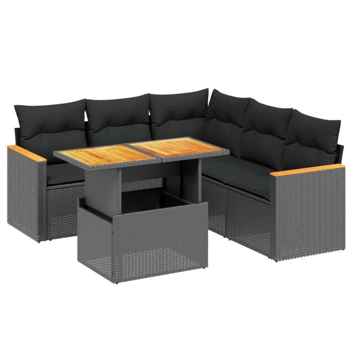 Set mobilier de grădină cu perne, 6 piese, negru, poliratan - WALTI WALTI