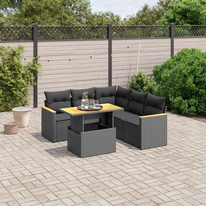 Set mobilier de grădină cu perne, 6 piese, negru, poliratan - WALTI WALTI