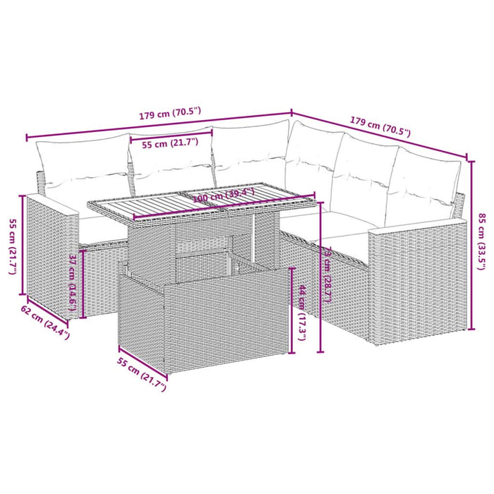 Set mobilier de grădină cu perne, 6 piese, negru, poliratan - WALTI WALTI