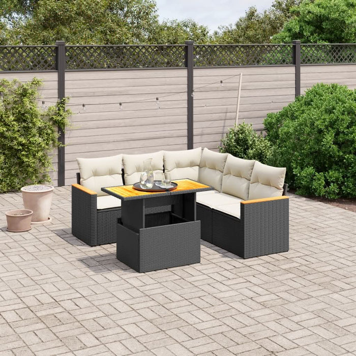 Set mobilier de grădină cu perne, 6 piese, negru, poliratan - WALTI WALTI