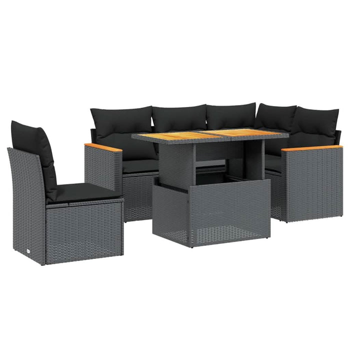 Set mobilier de grădină cu perne, 6 piese, negru, poliratan - WALTI WALTI