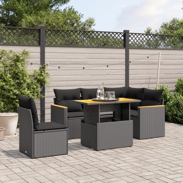 Set mobilier de grădină cu perne, 6 piese, negru, poliratan - WALTI WALTI