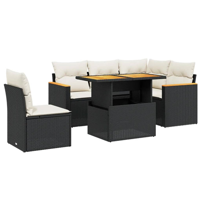 Set mobilier de grădină cu perne, 6 piese, negru, poliratan - WALTI WALTI