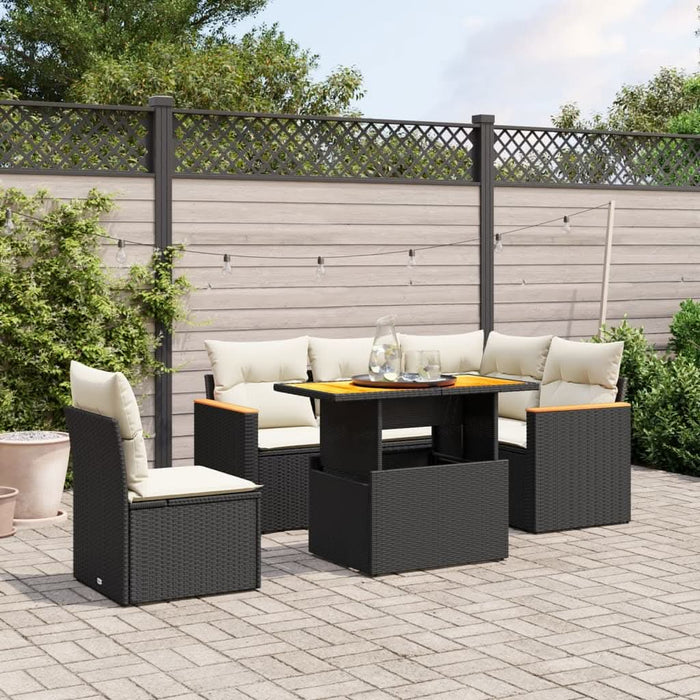 Set mobilier de grădină cu perne, 6 piese, negru, poliratan - WALTI WALTI