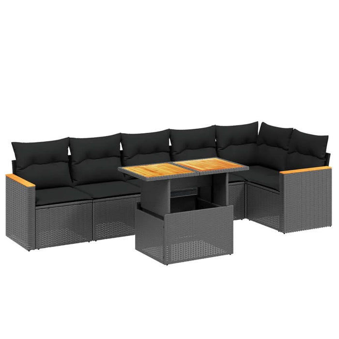 Set canapele de grădină cu perne, 7 piese, negru, poliratan - WALTI WALTI