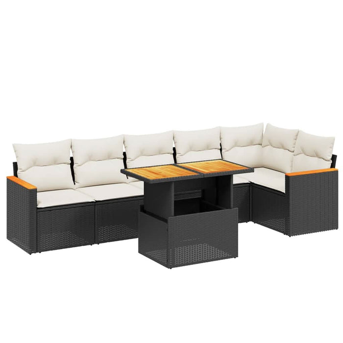Set canapele de grădină cu perne, 7 piese, negru, poliratan - WALTI WALTI