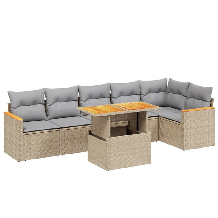Set canapele de grădină, 7 piese, cu perne, bej, poliratan - WALTI WALTI