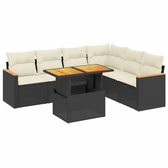 Set canapele de grădină cu perne, 7 piese, negru, poliratan - WALTI WALTI