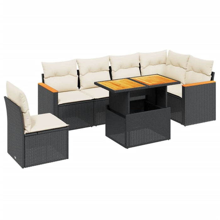 Set canapele de grădină cu perne, 7 piese, negru, poliratan - WALTI WALTI