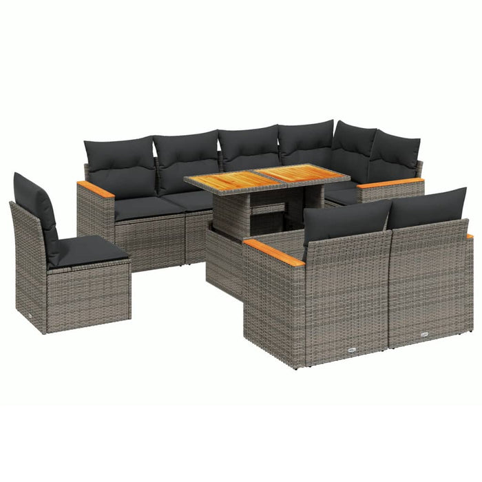Set canapele de grădină, 9 piese, cu perne, gri, poliratan - WALTI WALTI