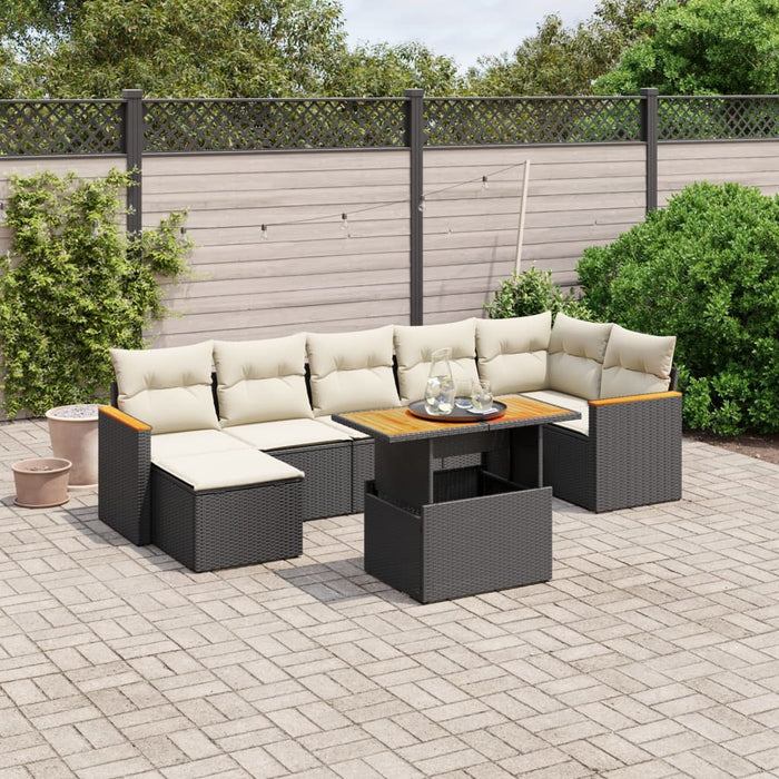 Set mobilier de grădină cu perne, 8 piese, negru, poliratan - WALTI WALTI