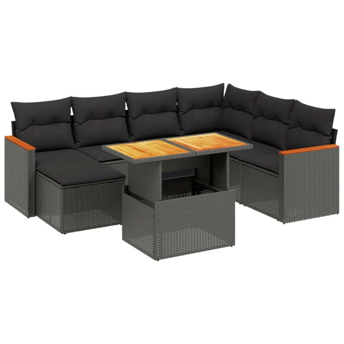 Set mobilier de grădină cu perne, 8 piese, negru, poliratan - WALTI WALTI