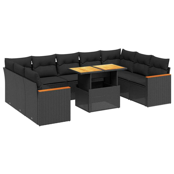 Set canapele de grădină cu perne, 10 piese, negru, poliratan - WALTI WALTI