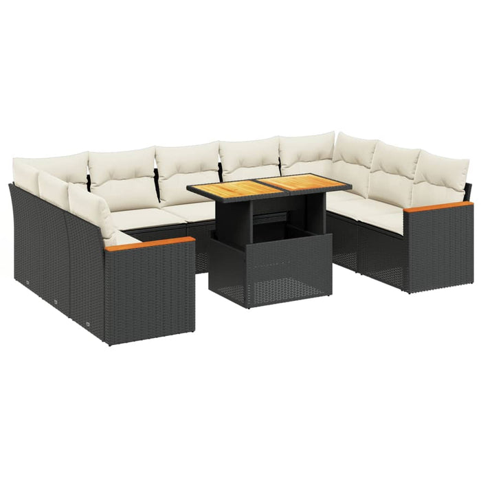 Set canapele de grădină cu perne, 10 piese, negru, poliratan - WALTI WALTI