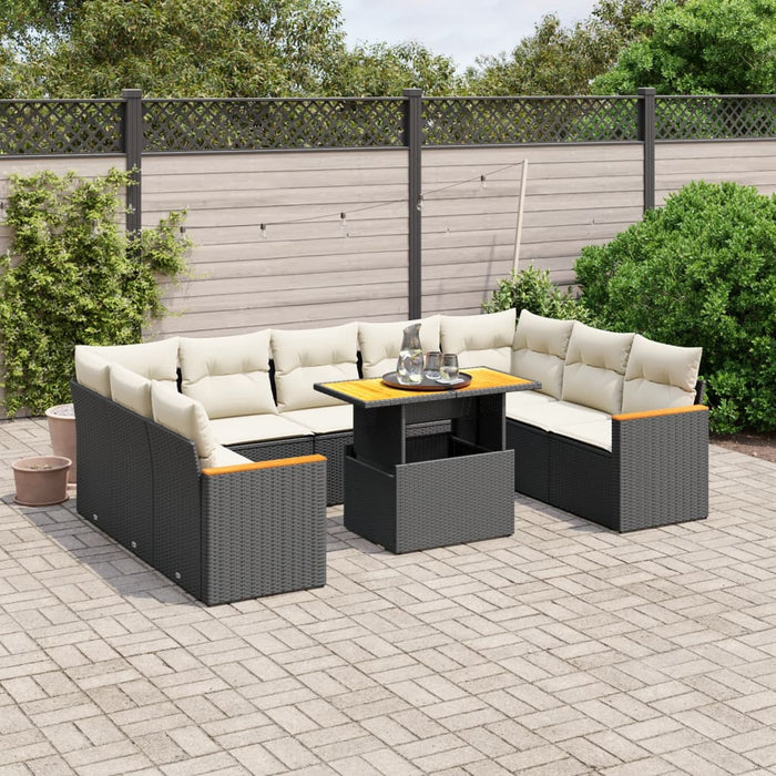 Set canapele de grădină cu perne, 10 piese, negru, poliratan - WALTI WALTI