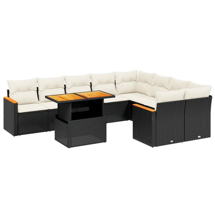 Set canapele de grădină cu perne, 10 piese, negru, poliratan - WALTI WALTI