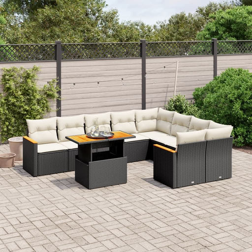Set canapele de grădină cu perne, 10 piese, negru, poliratan - WALTI WALTI