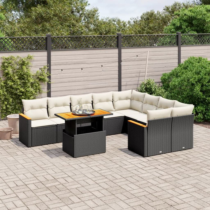 Set canapele de grădină cu perne, 10 piese, negru, poliratan - WALTI WALTI