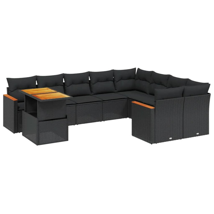 Set canapele de grădină cu perne, 10 piese, negru, poliratan - WALTI WALTI