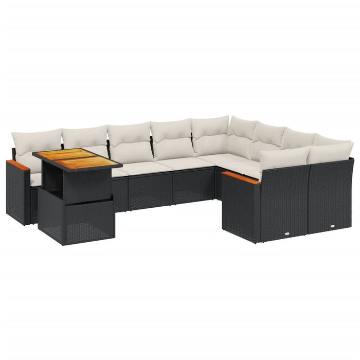 Set canapele de grădină cu perne, 10 piese, negru, poliratan - WALTI WALTI