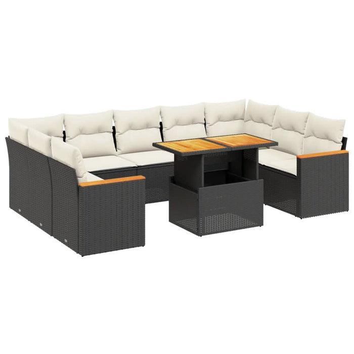 Set canapele de grădină cu perne, 11 piese, negru, poliratan - WALTI WALTI
