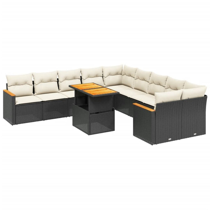 Set canapele de grădină cu perne, 11 piese, negru, poliratan - WALTI WALTI