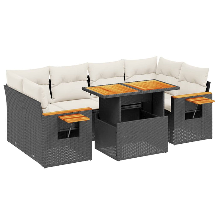 Set canapele de grădină cu perne, 7 piese, negru, poliratan - WALTI WALTI